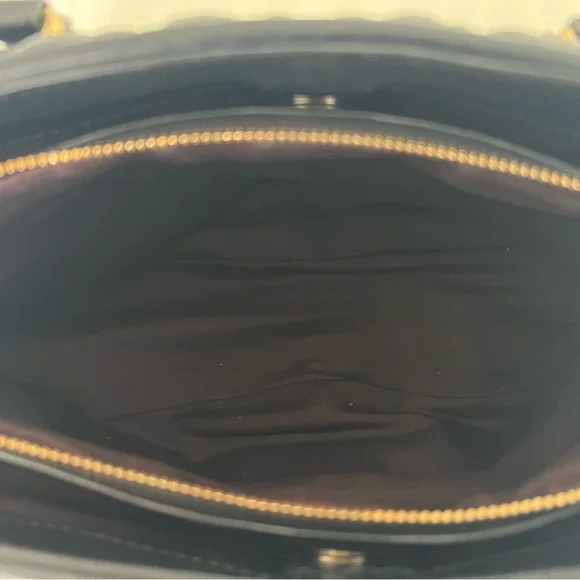Coach Black Quilted Satchel with Gold Chain